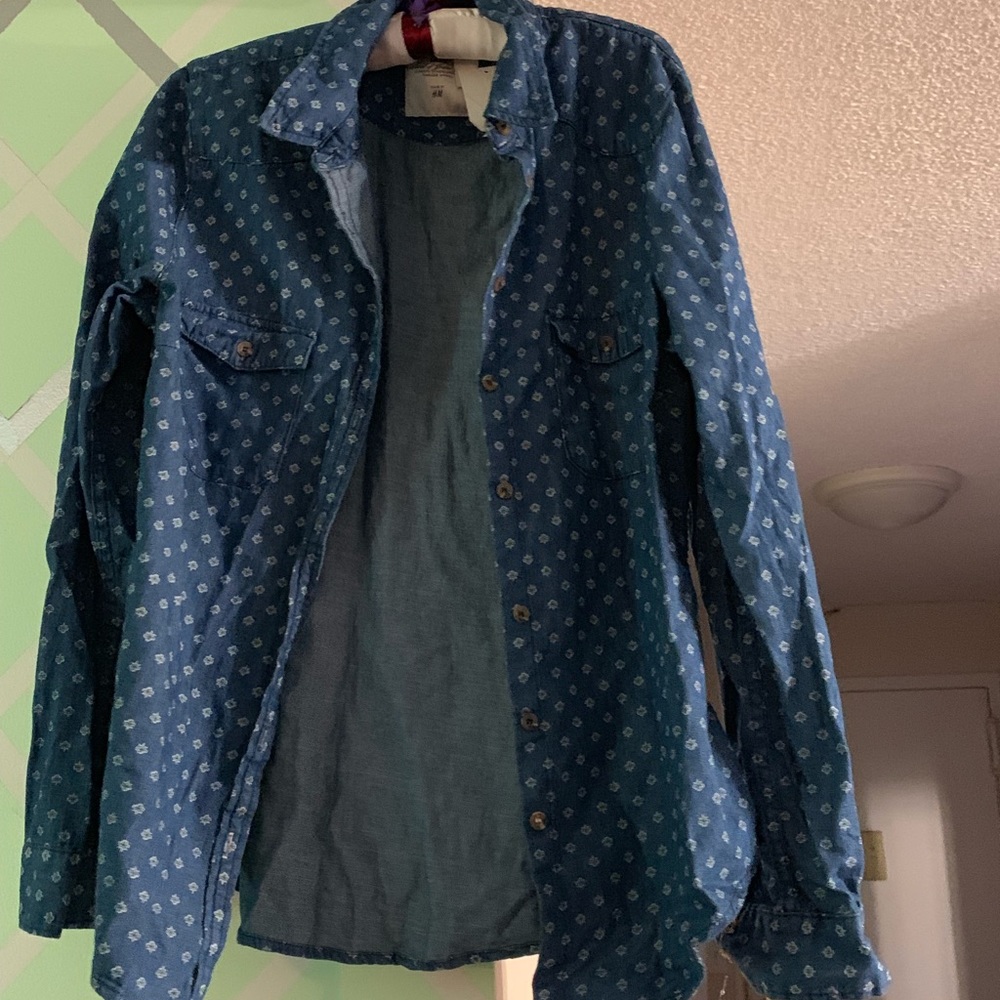 Blue denim button shirt